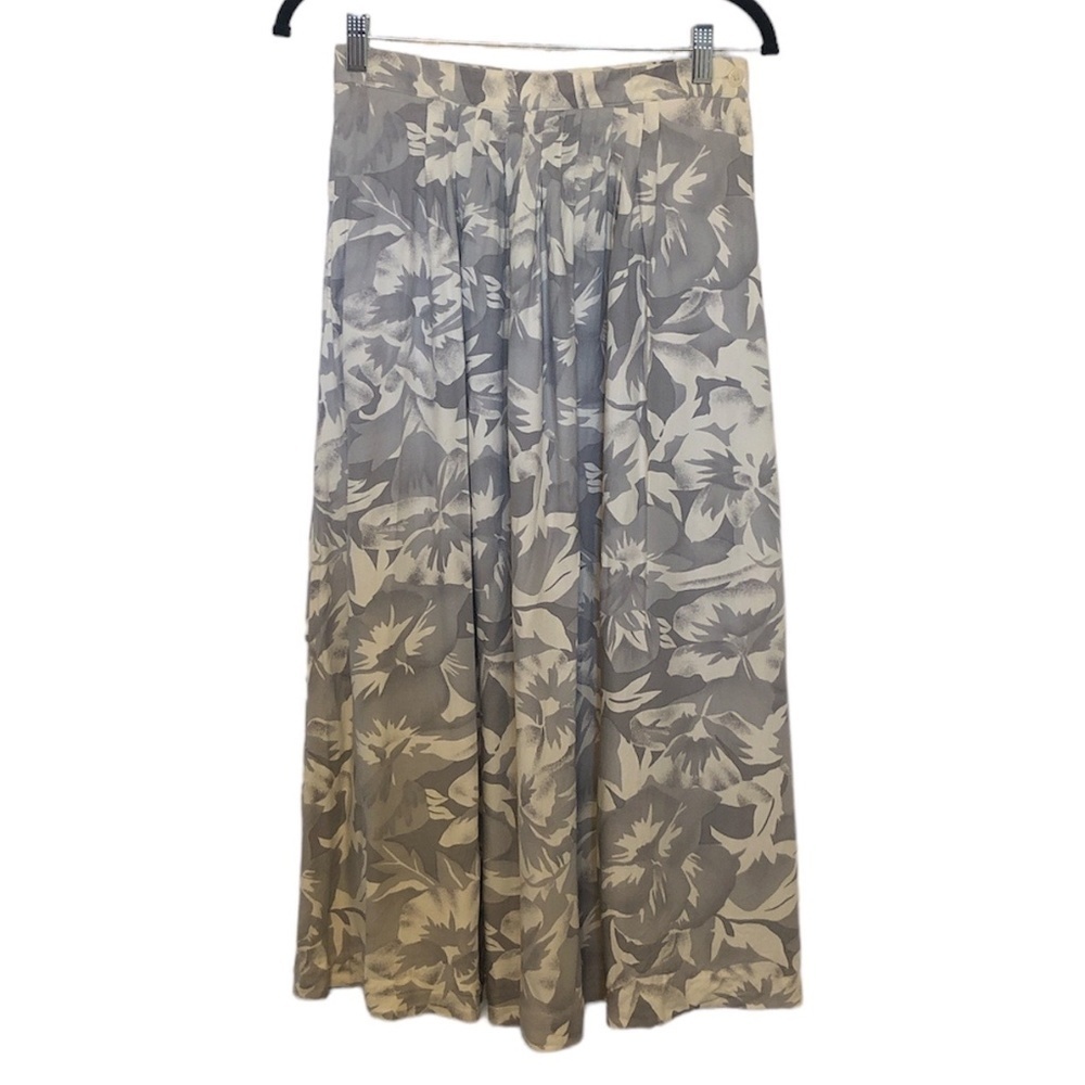 VINTAGE THE VILLAGER Maxi Skirt Women's Size 10 Beige Gray Floral Print